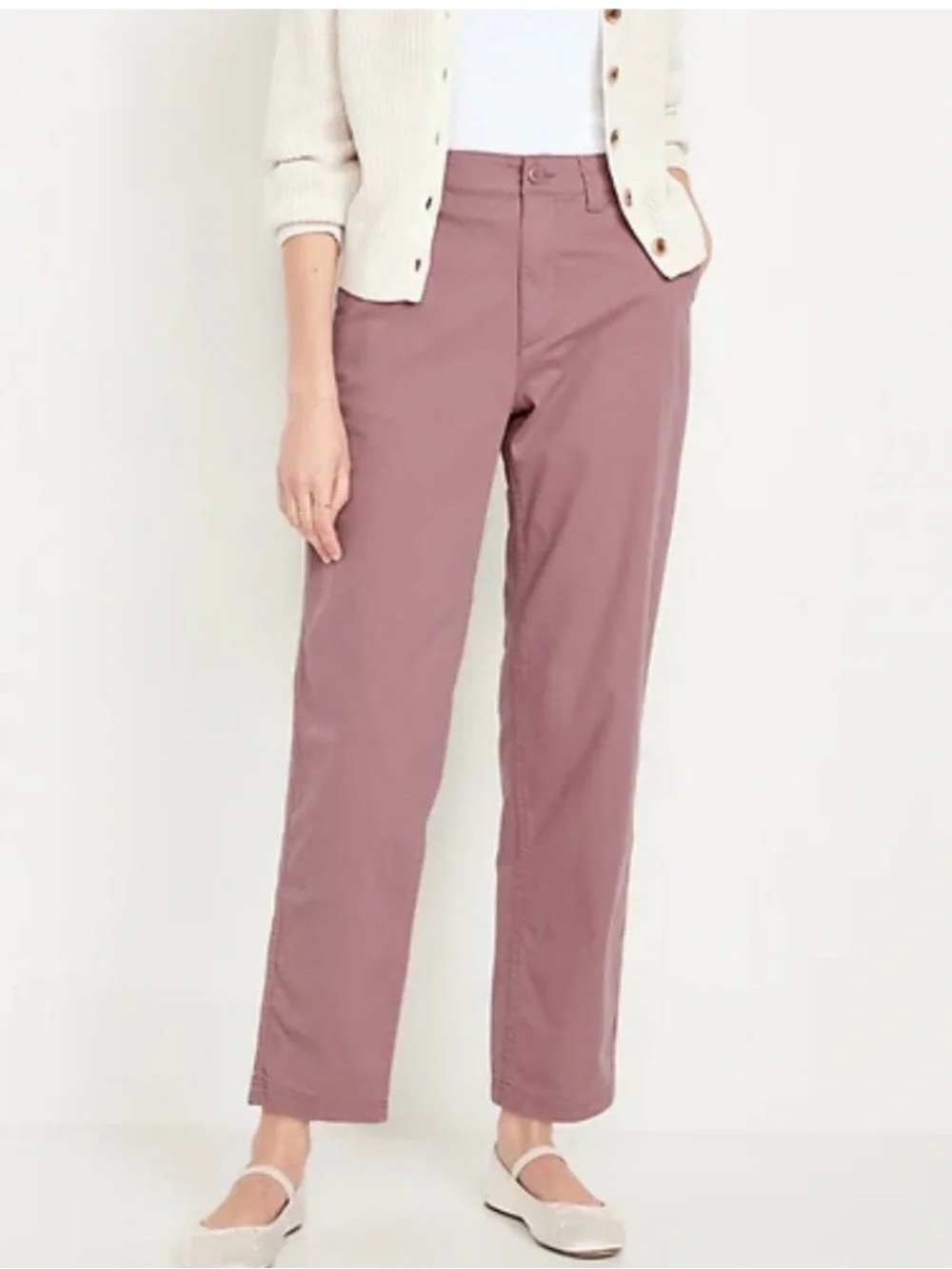 Old Navy OG Chino High-Waist Pants in Washed Mauve, size Large Tall